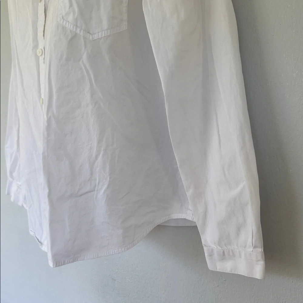 Ann Taylor LOFT white classic single pocket cotton button down dress shirt large